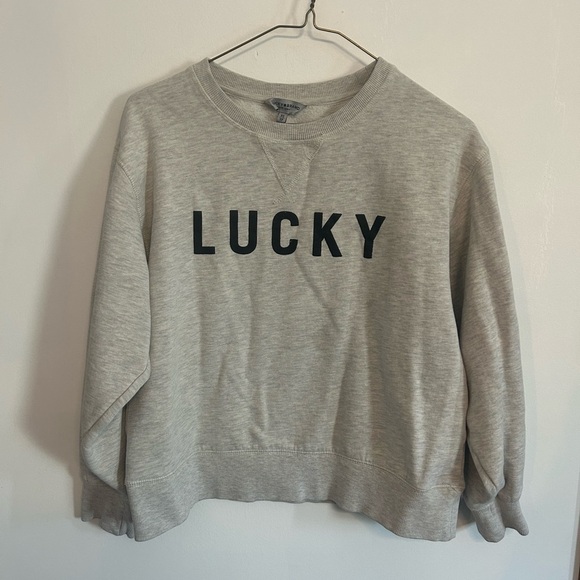 Lucky Brand Sweaters - Lucky Brand Light Gray Crewneck Sweatshirt with Black LUCKY Logo